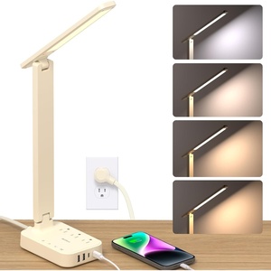 image:imageAddtam Desk Lamp with Pen Holder LED Desk Lamps for Home Office Power Strip with 3 Outlets 4 USB Charging Ports2 USBC 3 Color Modes Touch Lamp Study Lamps for College Dorm Room Essentials WhiteCream
