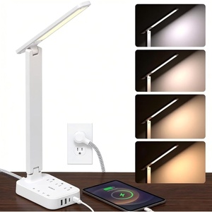 image:imageAddtam Desk Lamp with Pen Holder LED Desk Lamps for Home Office Power Strip with 3 Outlets 4 USB Charging Ports2 USBC 3 Color Modes Touch Lamp Study Lamps for College Dorm Room Essentials WhiteWhite