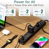 image:imageAddtam Power Strip Surge Protector with 6 AC Outlets 4 USB Ports 2 USBC Flat Plug Extension Cord 5ft Multi Outlet Extender Wall Mount Desk Charging Station for Home Office Dorm EssentialsBlack  BlackRound Cord