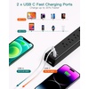 image:imageAddtam Power Strip Surge Protector with 6 AC Outlets 4 USB Ports 2 USBC Flat Plug Extension Cord 5ft Multi Outlet Extender Wall Mount Desk Charging Station for Home Office Dorm EssentialsBlack  Dark Grey