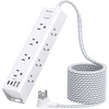 image:imageAddtam 10FT Power Strip Surge Protector 12 Wide Spaced Outlets 4 USB Ports Flat Plug Extension Cord Wall Mount Outlet Extender 1050J Protection for Desk Office Gaming ETL Listed BlackWhite