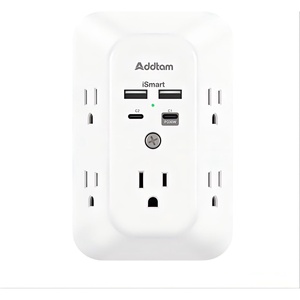 image:imageAddtam 5Outlet Extender Surge Protector Multi Plug Wall Outlet with 4 USB Wall Charger1 USB C Ports Outlet Splitter for Home Office Dorm Room Essentials Plug Extension Outlet 1800J 2 Pack2c2a Pd 30w