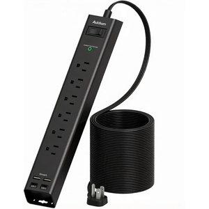 image:imageAddtam Power Strip Surge Protector with 6 AC Outlets 4 USB Ports 2 USBC Flat Plug Extension Cord 5ft Multi Outlet Extender Wall Mount Desk Charging Station for Home Office Dorm EssentialsBlack  Black