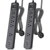 image:imageAddtam 2 Pack Power Strip Surge Protector  5 Wide Spaced Outlets 3 USB  2 USBC Charging Ports 1875W15A 15ft Braided Cord Flat Plug Overload Surge Protection Wall Mount for Home Office DormBlack  Dark Gray