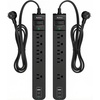 image:imageAddtam 2 Pack Power Strip Surge Protector  5 Wide Spaced Outlets 3 USB  2 USBC Charging Ports 1875W15A 15ft Braided Cord Flat Plug Overload Surge Protection Wall Mount for Home Office DormBlack  Black