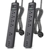 image:imageAddtam 2 Pack Power Strip Surge Protector  5 Wide Spaced Outlets 3 USB  2 USBC Charging Ports 1875W15A 15ft Braided Cord Flat Plug Overload Surge Protection Wall Mount for Home Office DormBlack  Dark Gray