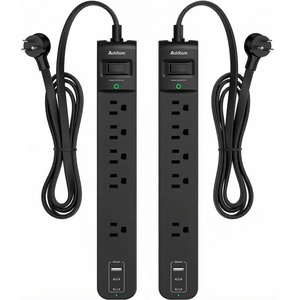 image:imageAddtam 2 Pack Power Strip Surge Protector  5 Wide Spaced Outlets 3 USB  2 USBC Charging Ports 1875W15A 15ft Braided Cord Flat Plug Overload Surge Protection Wall Mount for Home Office DormBlack  Black