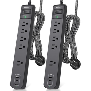 image:imageAddtam 2 Pack Power Strip Surge Protector  5 Wide Spaced Outlets 3 USB  2 USBC Charging Ports 1875W15A 15ft Braided Cord Flat Plug Overload Surge Protection Wall Mount for Home Office DormBlack  Dark Gray